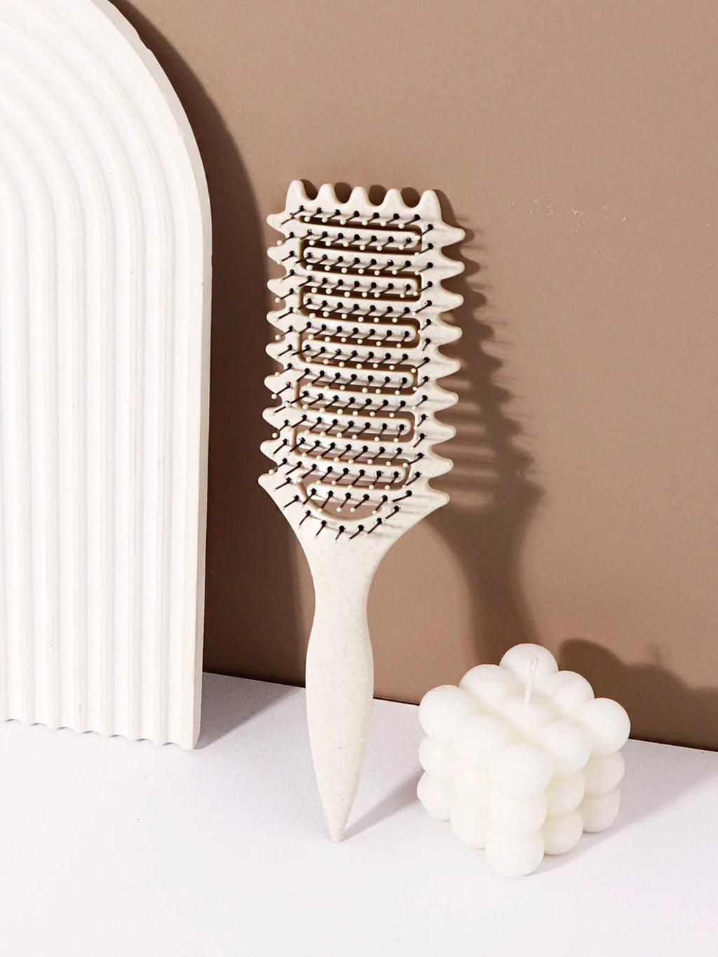 Curling Styling Brush - Hollow Massage Comb, Nylon Mane, ABS Plastic Handle, Comfortable Grip Special for Real Hair Wigs