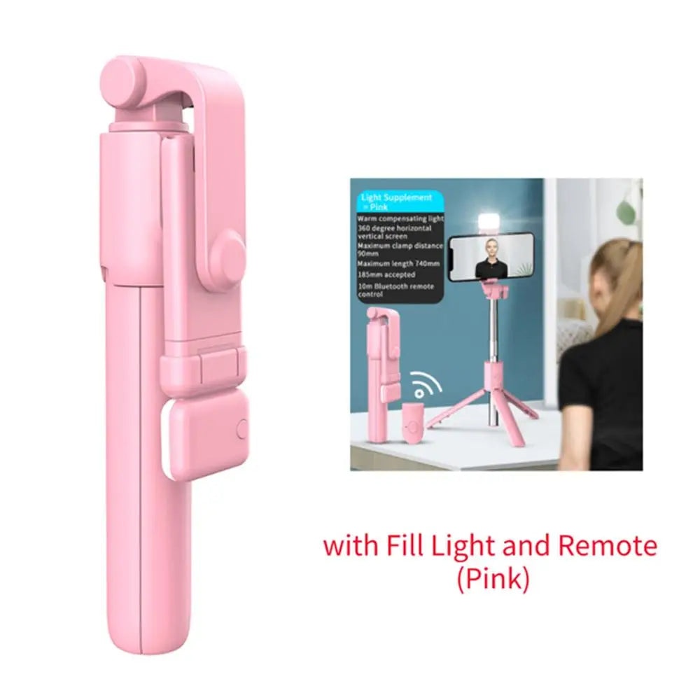 Phone Selfie Stick Tripod Bluetooth Remote Wireless Selfi Stick Phone Holder With Beauty LED Fill Light For Phone Live Streaming