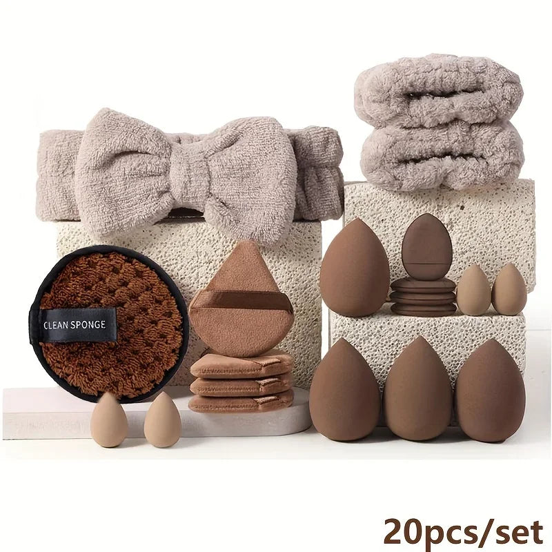 33pcs beauty set makeup kit  large and small beauty sponges for flawless makeup application and removal of makeup full set