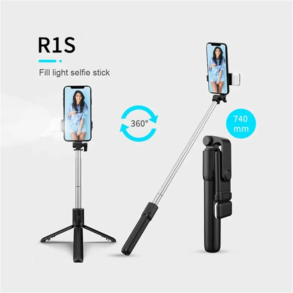 Phone Selfie Stick Tripod Bluetooth Remote Wireless Selfi Stick Phone Holder With Beauty LED Fill Light For Phone Live Streaming