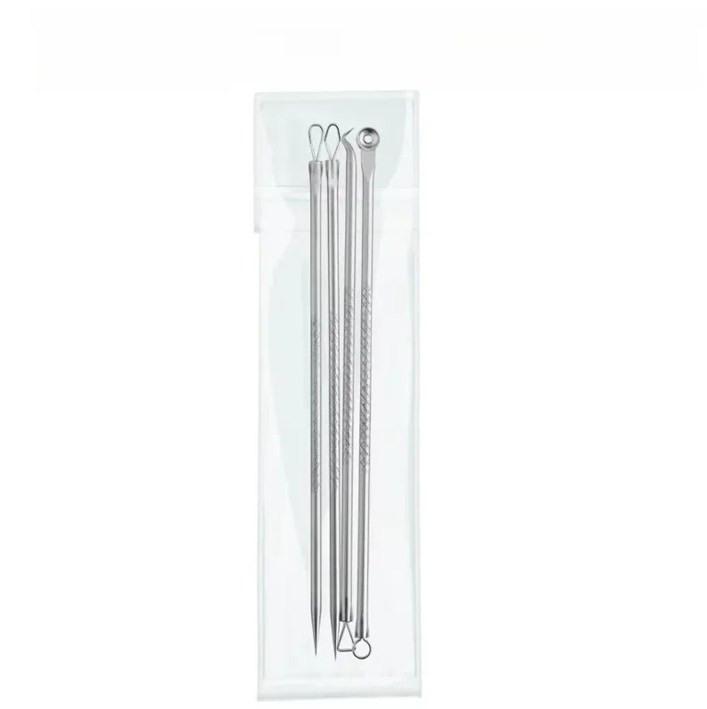 4Pcs Acne Blackhead Remover Tool Set Ultra Fine Pore Extractor Needles Facial Skin Cleansing Beauty Kit For Blemish Spot Whitehe