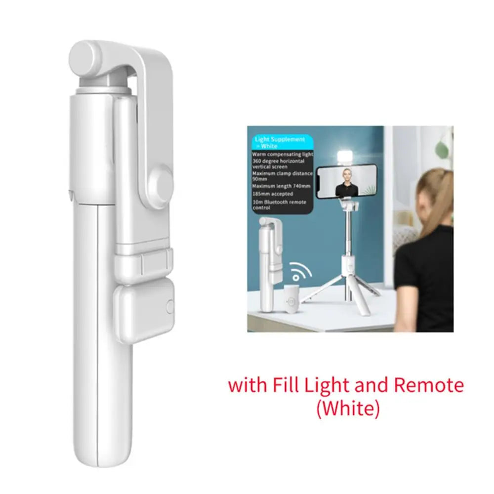 Phone Selfie Stick Tripod Bluetooth Remote Wireless Selfi Stick Phone Holder With Beauty LED Fill Light For Phone Live Streaming