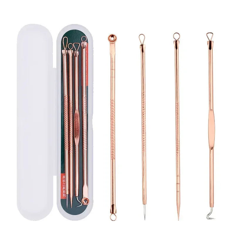4Pcs Acne Blackhead Remover Tool Set Ultra Fine Pore Extractor Needles Facial Skin Cleansing Beauty Kit For Blemish Spot Whitehe