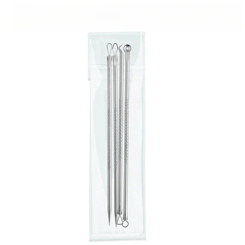 4Pcs Acne Blackhead Remover Tool Set Ultra Fine Pore Extractor Needles Facial Skin Cleansing Beauty Kit For Blemish Spot Whitehe